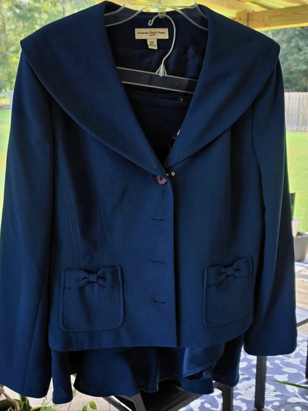 Amanda Smith Petites Tailored Blazer and Skirt Set in Blue Size 14P Like New